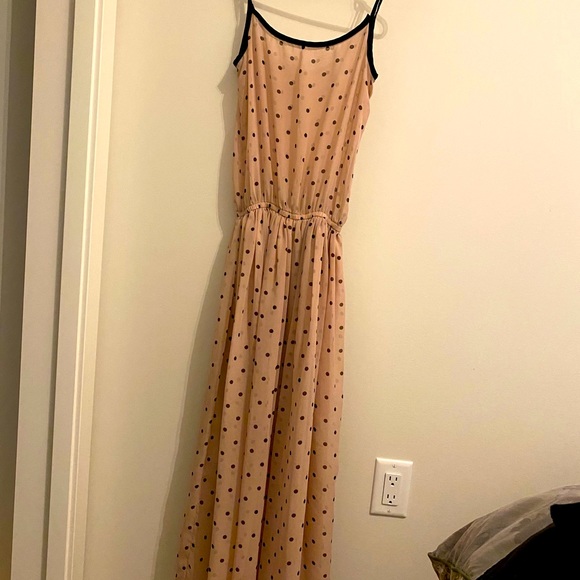 Long pink and black polka dot dress - Picture 2 of 3